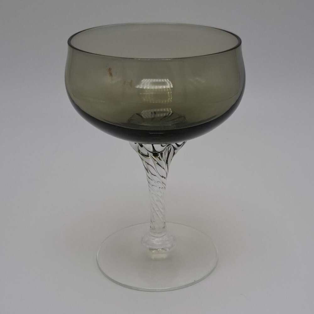 Sasaki Hawthorne Smoke Black Clear Twisted Stem Crystal Cocktail Glass 6 fl oz